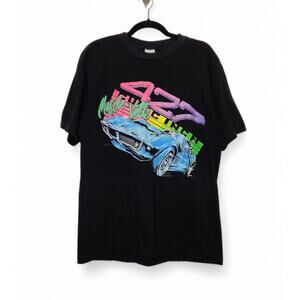 Vintage Corvette 427 Single Stitch Alore XL Black Car Auto Shirt VTG 90s Neon